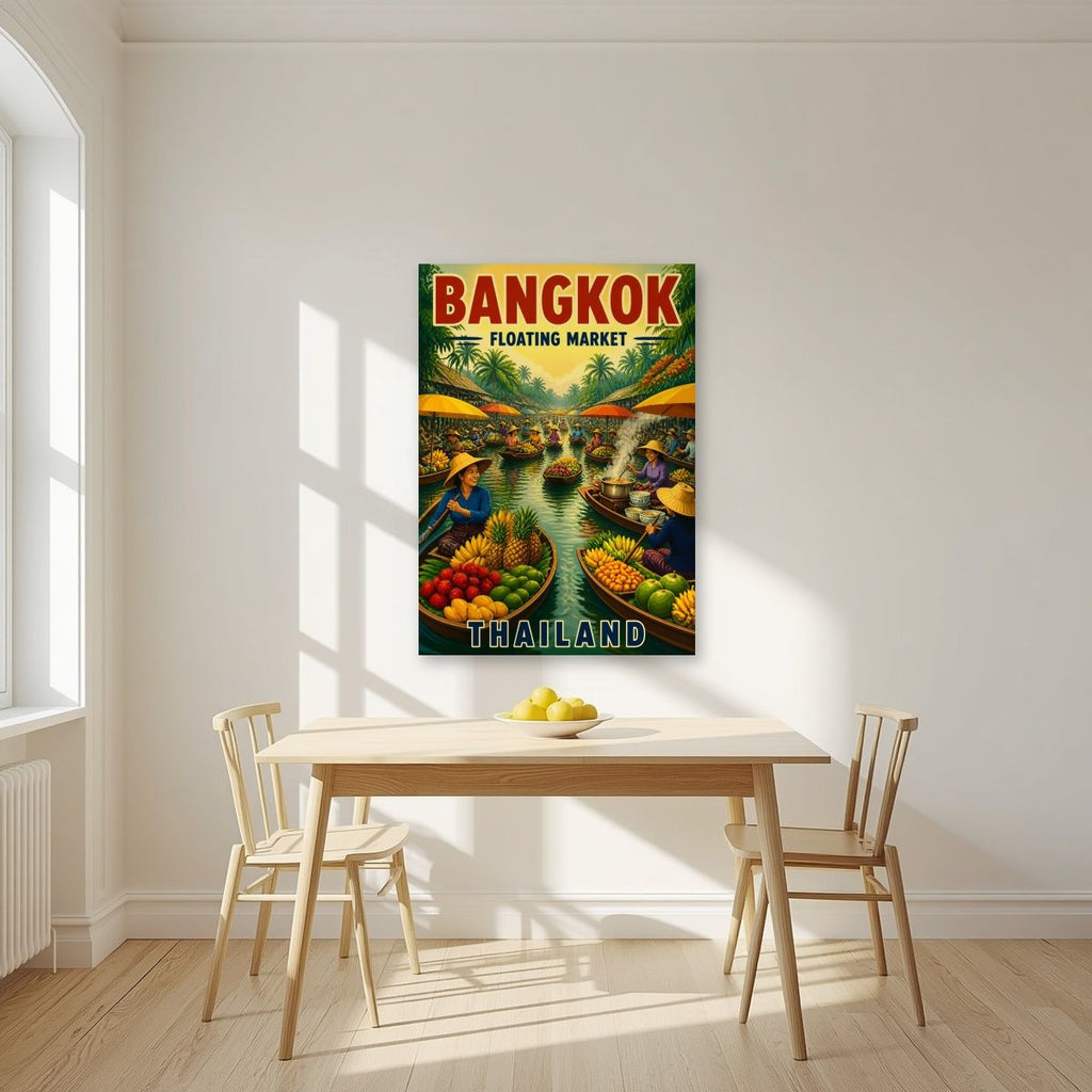 Talat Nam — Bangkok art print, unframed poster, styled in a kitchen