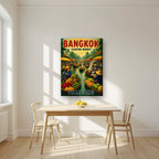 Talat Nam — Bangkok art print, on slim canvas, styled in a kitchen
