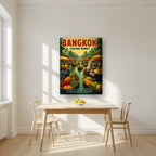 Talat Nam — Bangkok art print, on thick canvas, styled in a kitchen