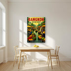 Talat Nam — Bangkok art print, as an acrylic print, styled in a kitchen