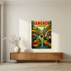 Talat Nam — Bangkok art print, unframed poster, styled in a living room