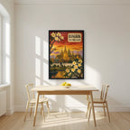 Wat Phra Kaew — Bangkok art print, in a black frame, styled in a kitchen