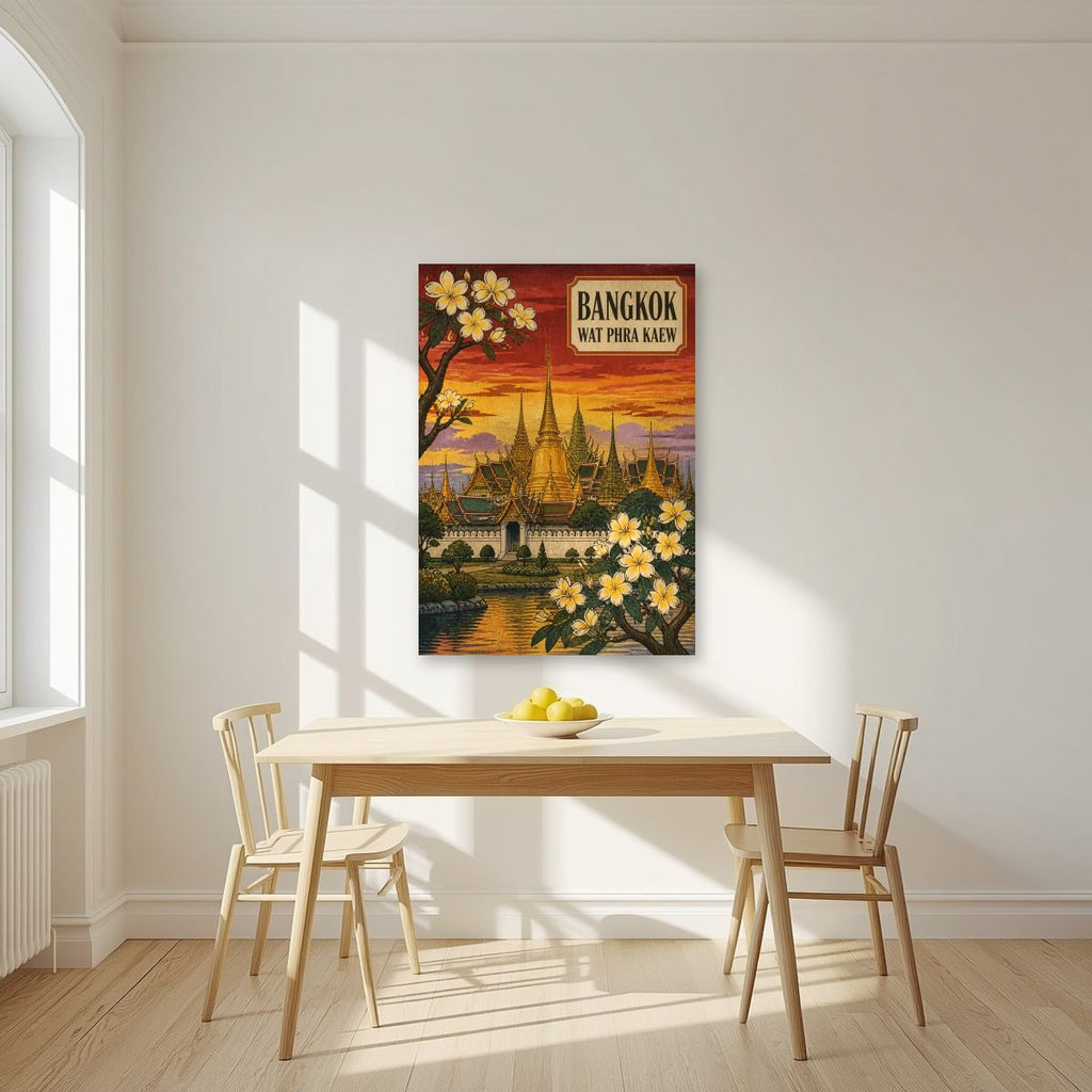 Wat Phra Kaew — Bangkok art print, unframed poster, styled in a kitchen