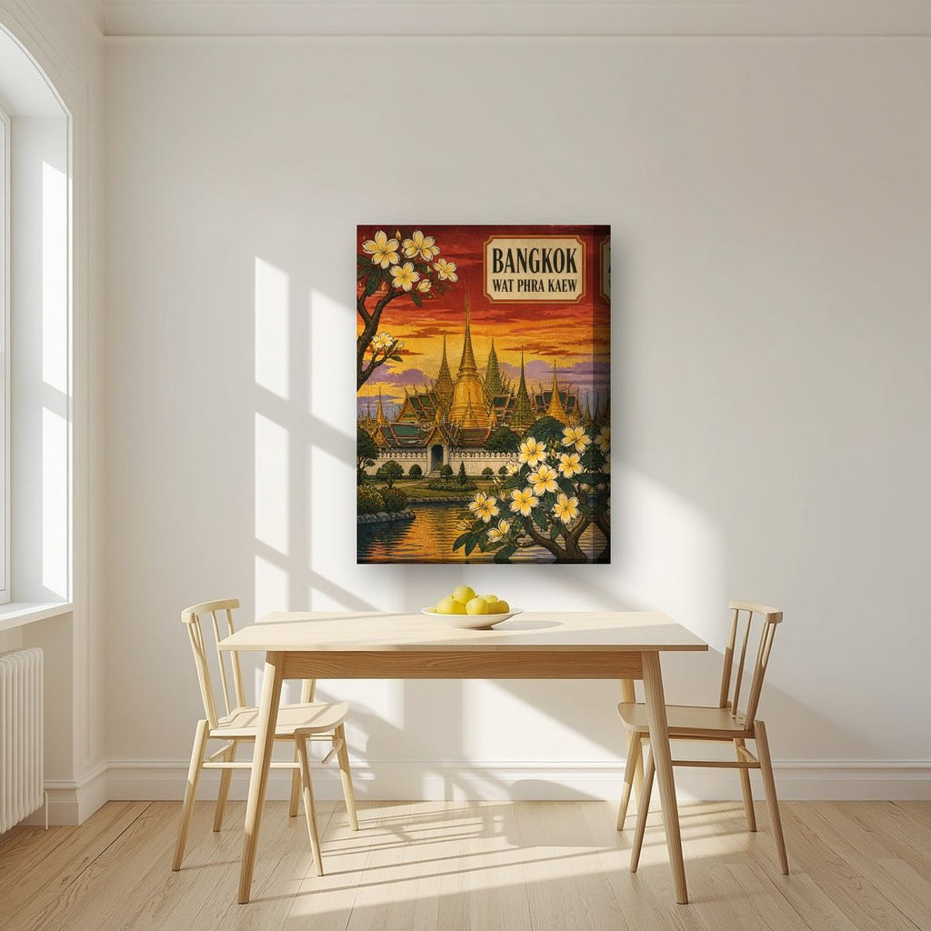 Wat Phra Kaew — Bangkok art print, on thick canvas, styled in a kitchen