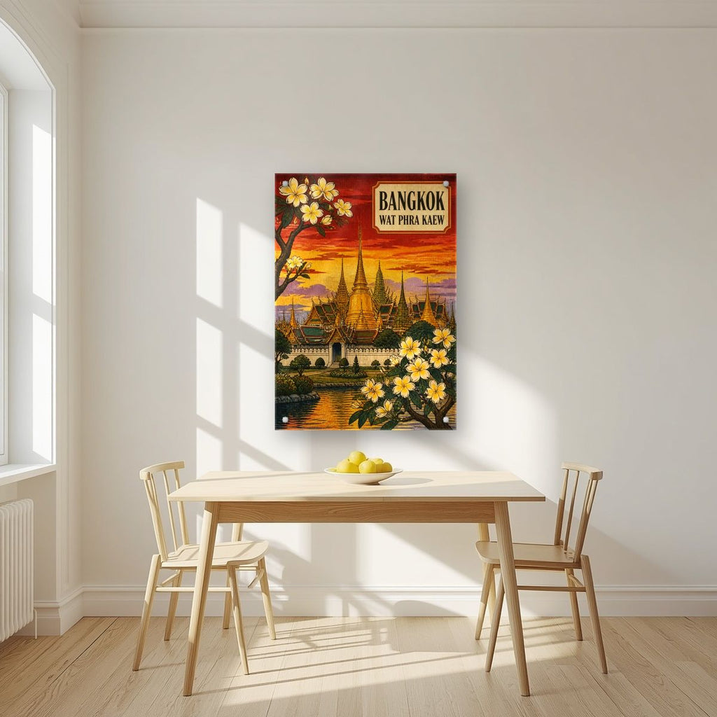 Wat Phra Kaew — Bangkok art print, as an acrylic print, styled in a kitchen