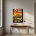 Wat Phra Kaew — Bangkok art print, in a black frame, styled in a desk