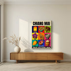 Lanna Nine — Chiang Mai art print, on slim canvas, styled in a living room