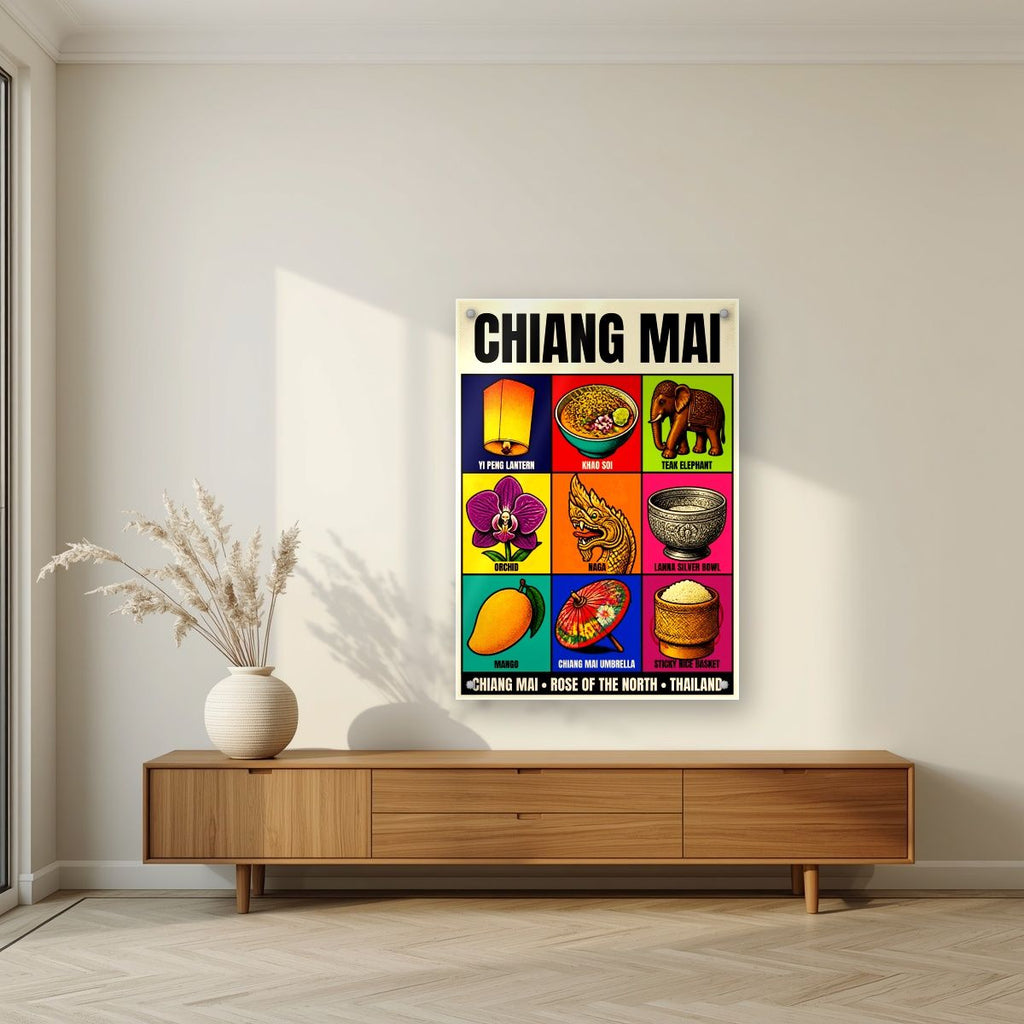 Lanna Nine — Chiang Mai art print, as an acrylic print, styled in a living room