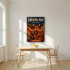 Night Bazaar — Chiang Mai art print, as an acrylic print, styled in a kitchen