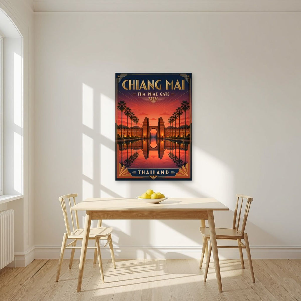 Tha Phae — Chiang Mai art print, unframed poster, styled in a kitchen