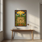 Wiang Lanna — Chiang Mai art print, in a black frame, styled in a desk