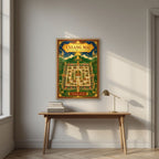 Wiang Lanna — Chiang Mai art print, in an oak frame, styled in a desk