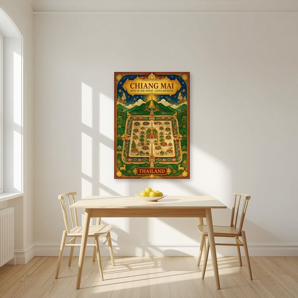 Wiang Lanna — Chiang Mai art print, unframed poster, styled in a kitchen
