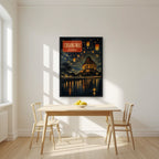 Yi Peng — Chiang Mai art print, in a black frame, styled in a kitchen