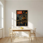 Yi Peng — Chiang Mai art print, in an oak frame, styled in a kitchen