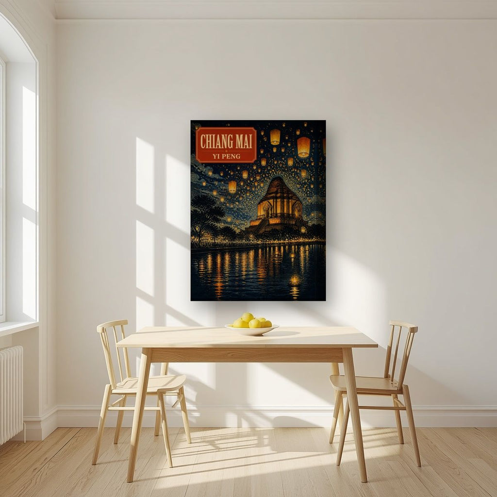 Yi Peng — Chiang Mai art print, on thick canvas, styled in a kitchen