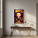 Full Moon — Koh Samui art print, in a white frame, styled in a desk