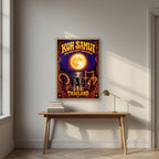 Full Moon — Koh Samui art print, in an oak frame, styled in a desk