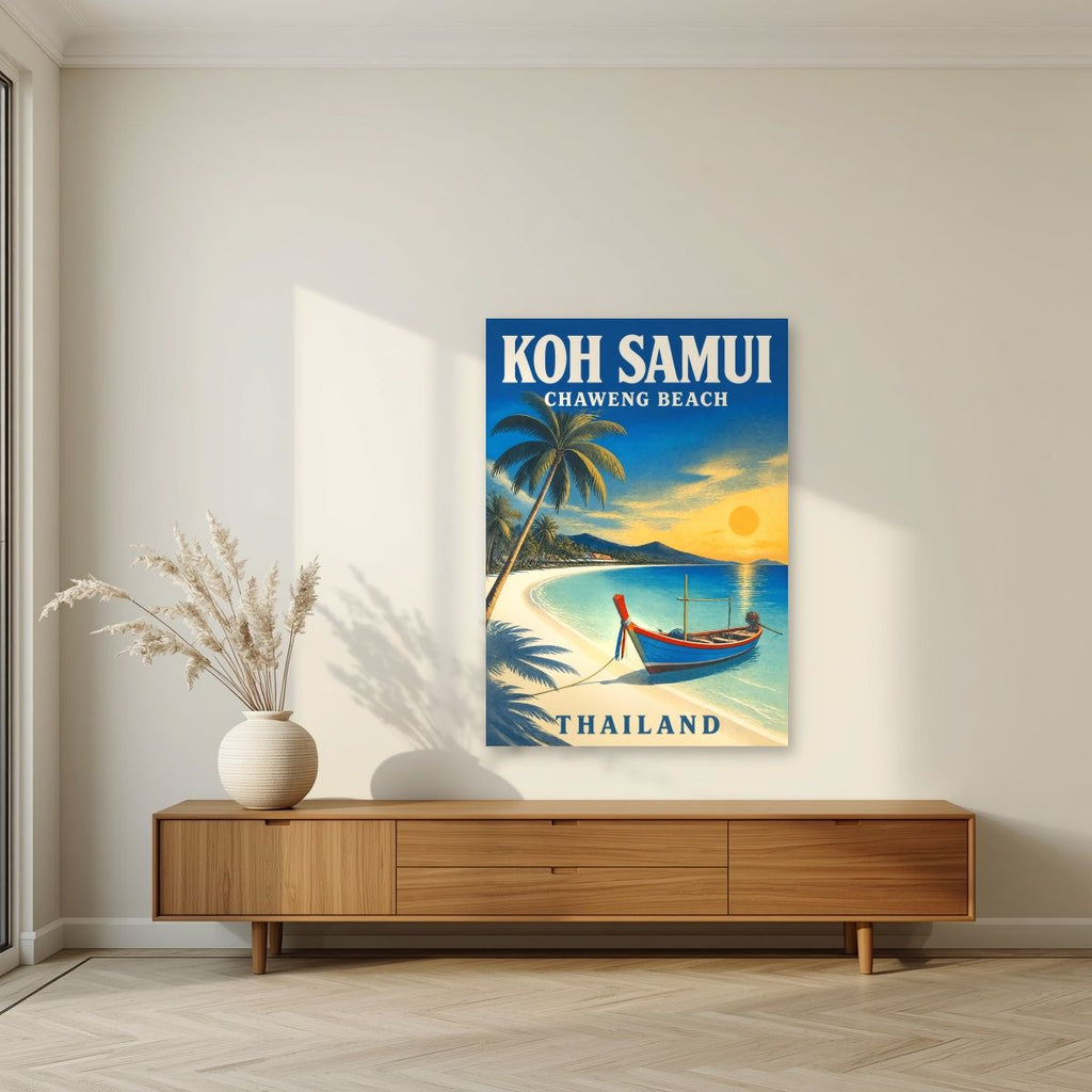 Hat Chaweng — Koh Samui art print, unframed poster, styled in a living room