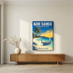 Hat Chaweng — Koh Samui art print, on slim canvas, styled in a living room