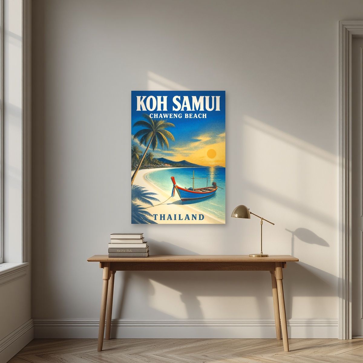 Hat Chaweng — Koh Samui art print, unframed poster, styled in a desk