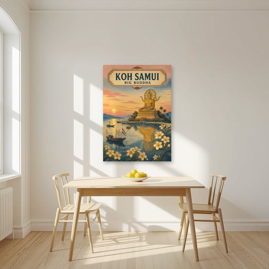 Phra Yai — Koh Samui art print, unframed poster, styled in a kitchen