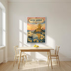 Phra Yai — Koh Samui art print, in a white frame, styled in a kitchen