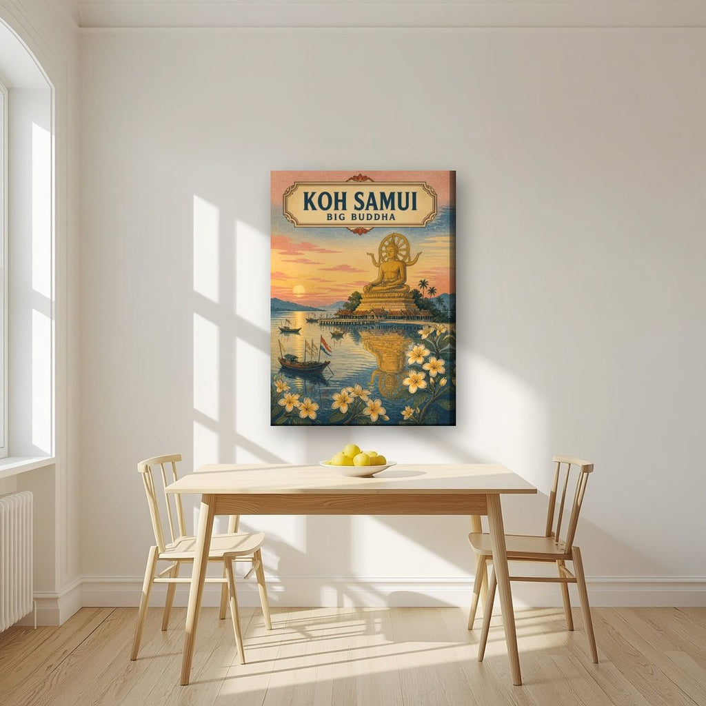 Phra Yai — Koh Samui art print, on slim canvas, styled in a kitchen