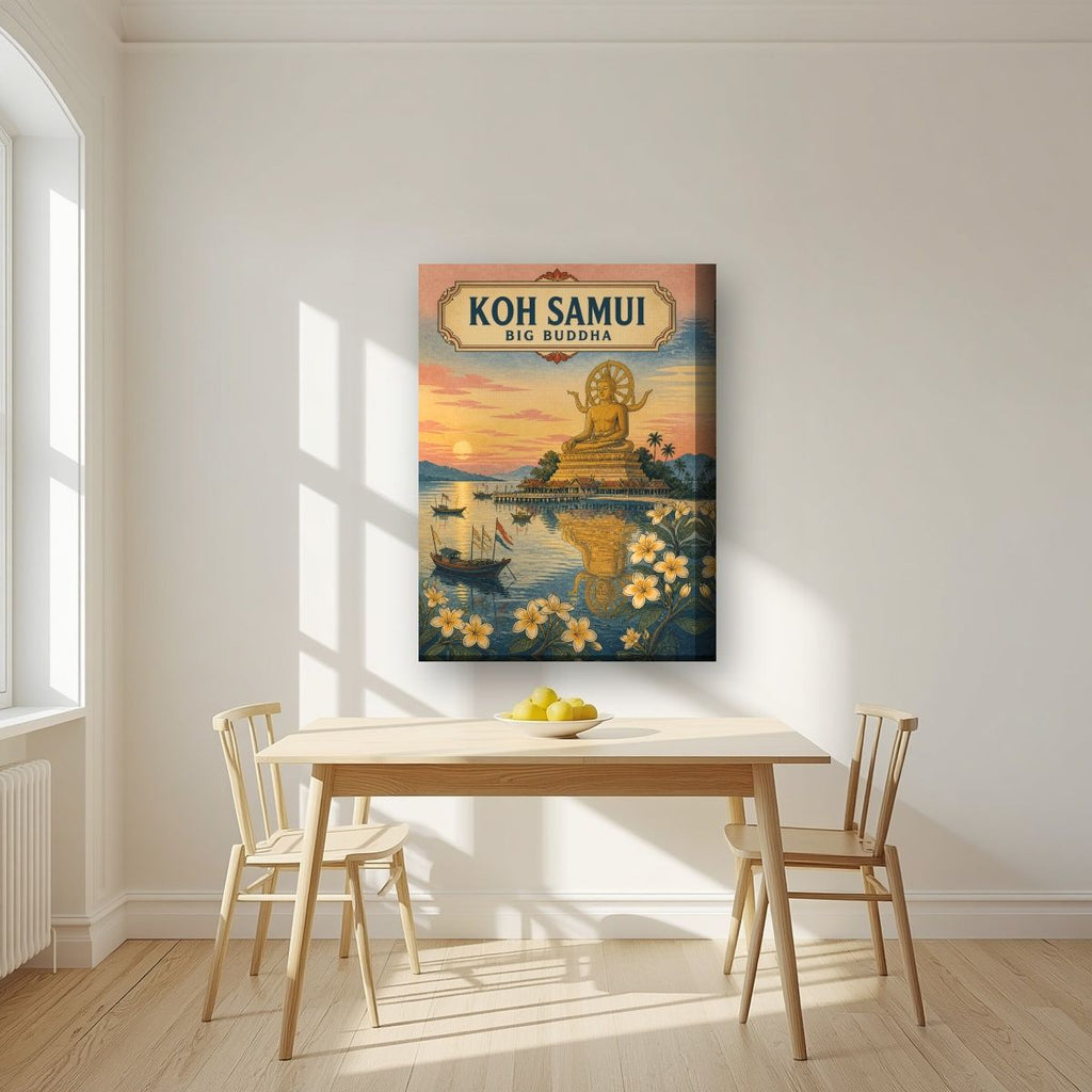 Phra Yai — Koh Samui art print, on thick canvas, styled in a kitchen