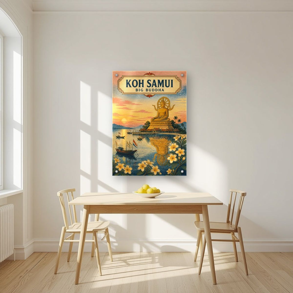 Phra Yai — Koh Samui art print, as an acrylic print, styled in a kitchen