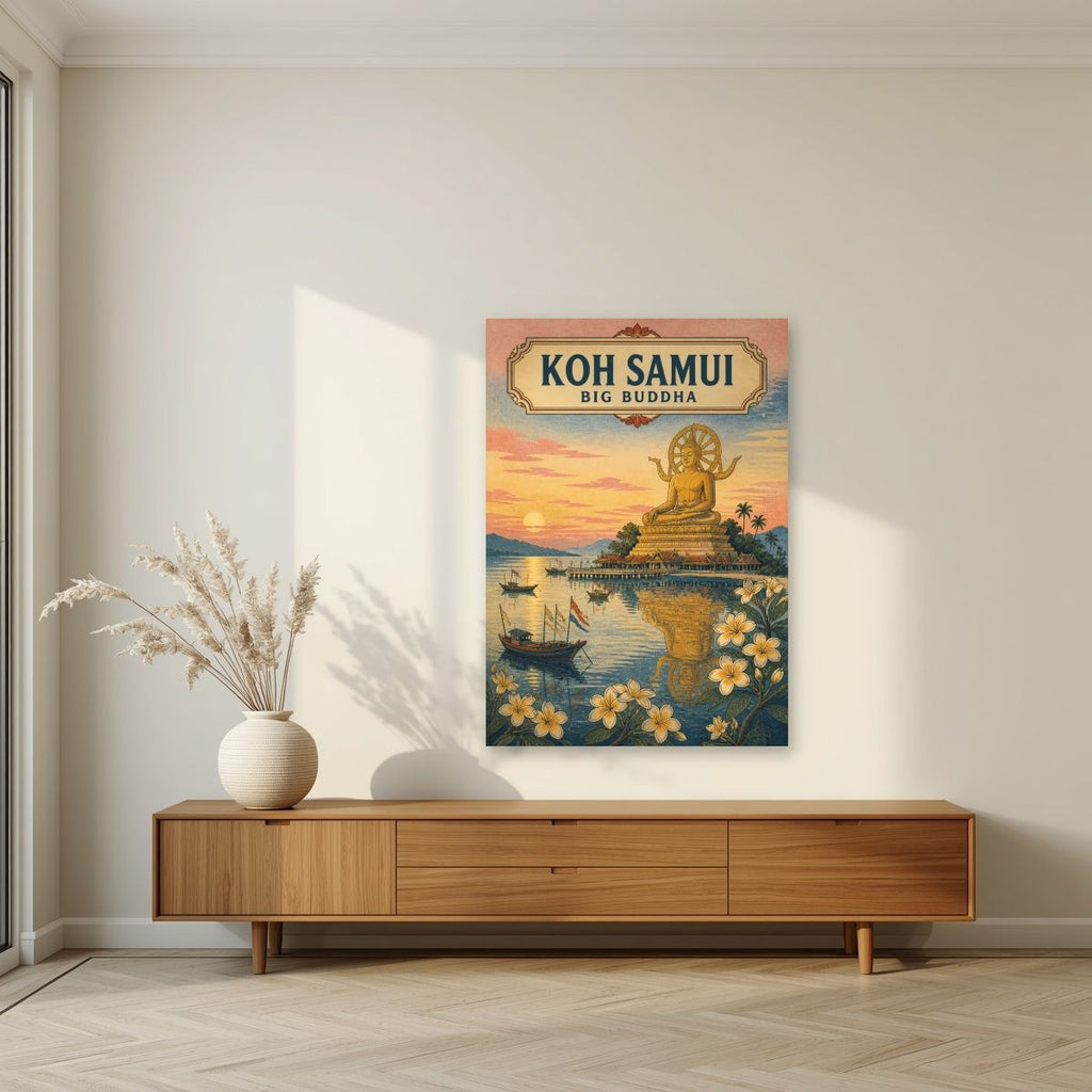 Phra Yai — Koh Samui art print, unframed poster, styled in a living room