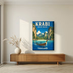 Hat Railay — Krabi art print, on thick canvas, styled in a living room