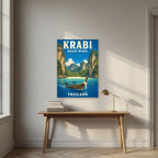 Hat Railay — Krabi art print, unframed poster, styled in a desk