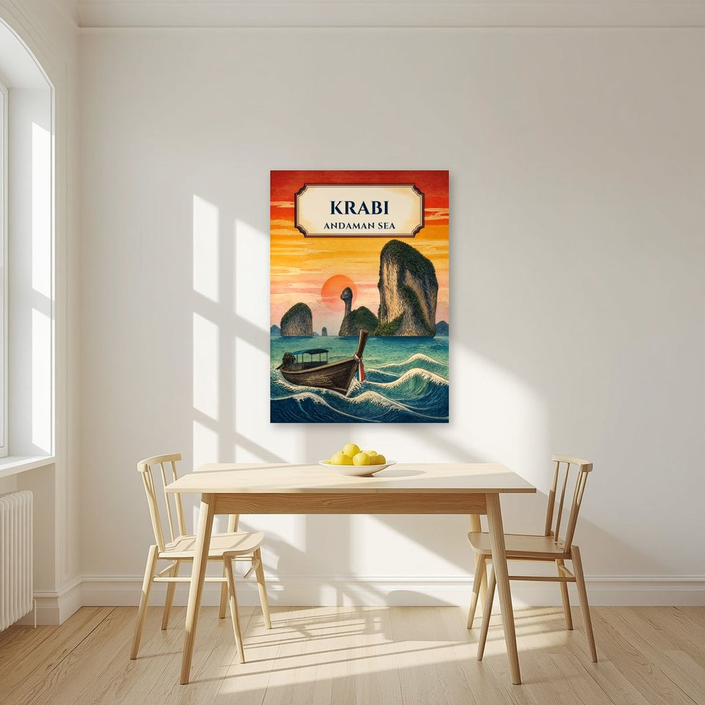 Tawan Daeng — Krabi art print, unframed poster, styled in a kitchen