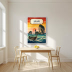 Tawan Daeng — Krabi art print, in a white frame, styled in a kitchen