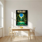 Tham Morakot — Krabi art print, on thick canvas, styled in a kitchen