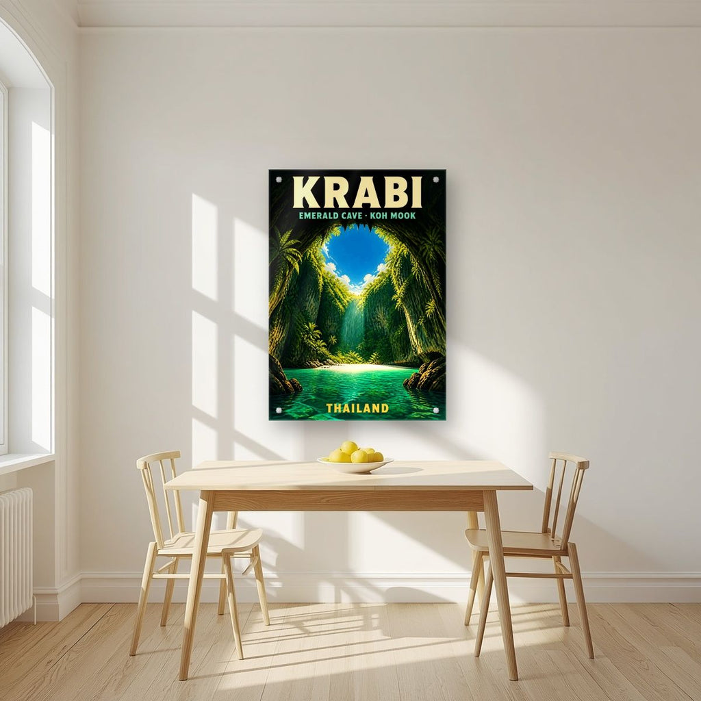 Tham Morakot — Krabi art print, as an acrylic print, styled in a kitchen