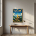 Wat Tham Suea — Krabi art print, in an oak frame, styled in a desk