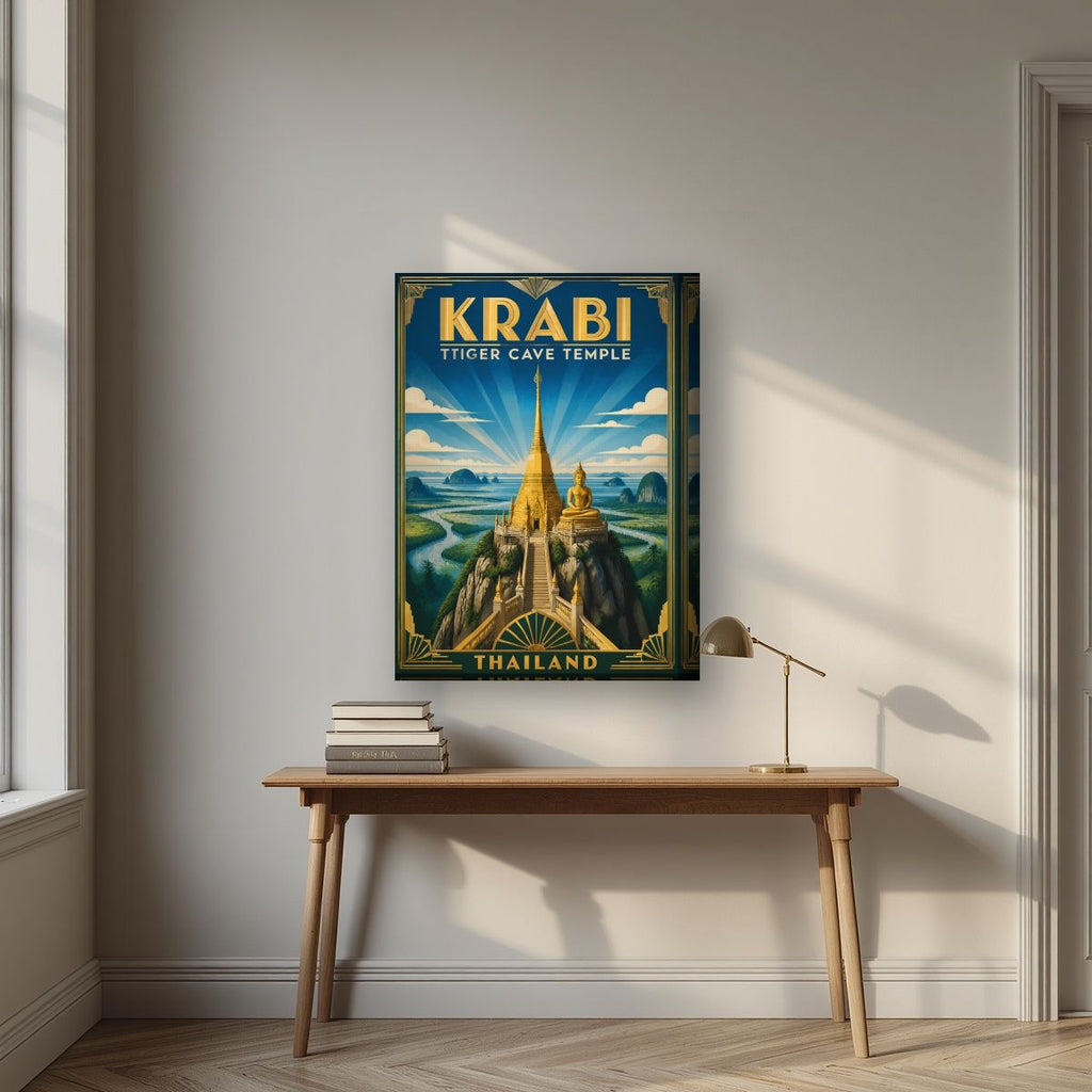 Wat Tham Suea — Krabi art print, on thick canvas, styled in a desk