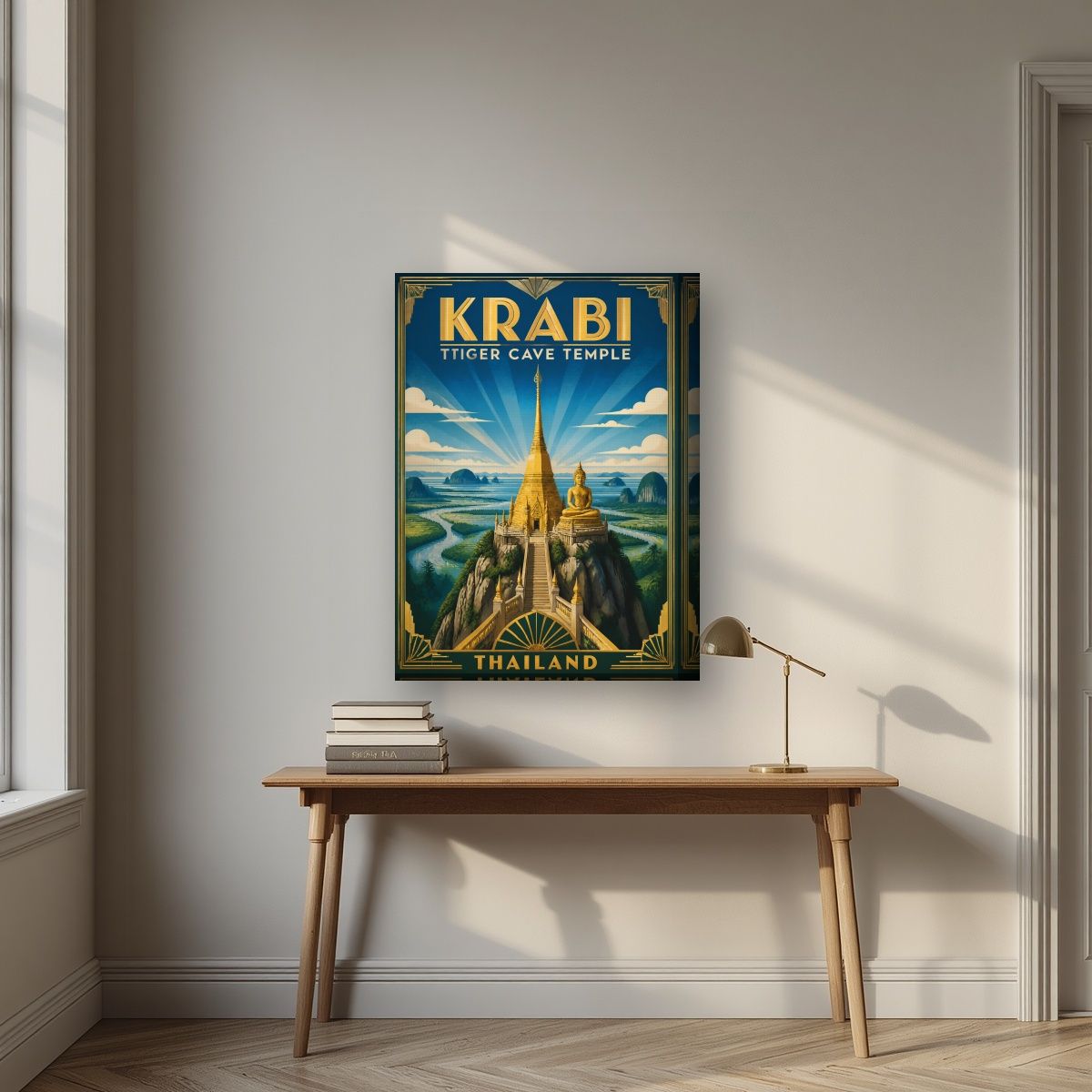 Wat Tham Suea — Krabi art print, on thick canvas, styled in a desk