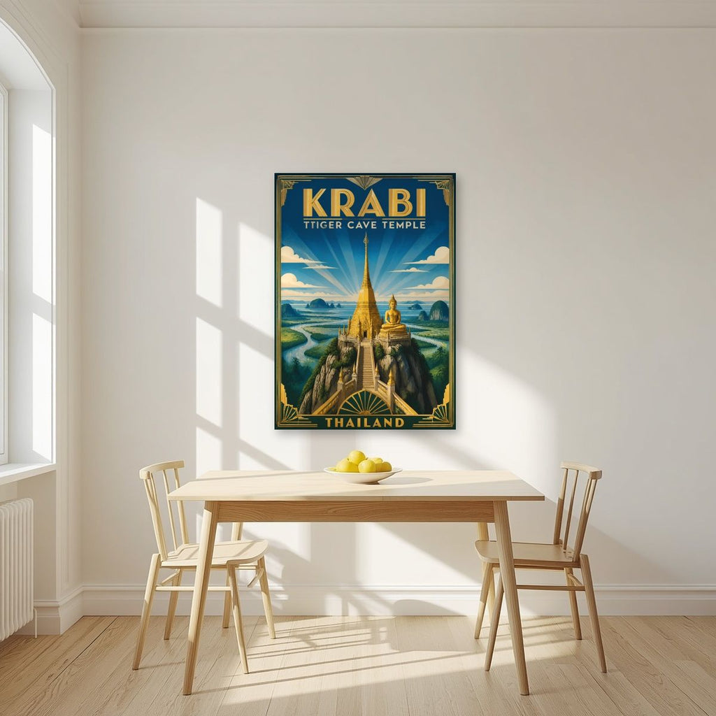 Wat Tham Suea — Krabi art print, unframed poster, styled in a kitchen