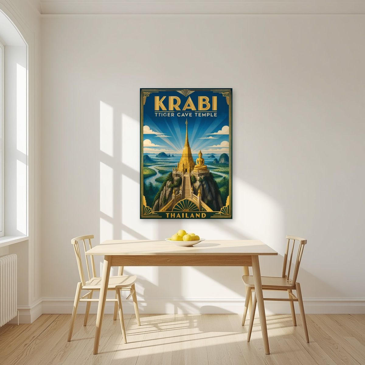 Wat Tham Suea — Krabi art print, unframed poster, styled in a kitchen