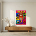 Andaman Icons — Phuket art print, unframed poster, styled in a living room