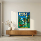 Ao Phang Nga — Phuket art print, as an acrylic print, styled in a living room