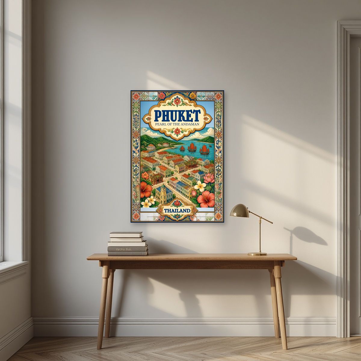 Khai Muk — Phuket art print, unframed poster, styled in a desk