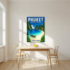 Maya Bay — Phuket art print, unframed poster, styled in a kitchen