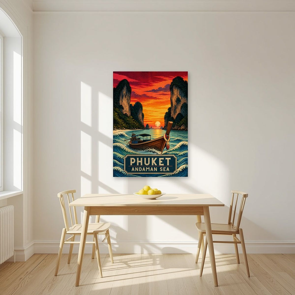 Reua Hang Yao — Phuket art print, unframed poster, styled in a kitchen