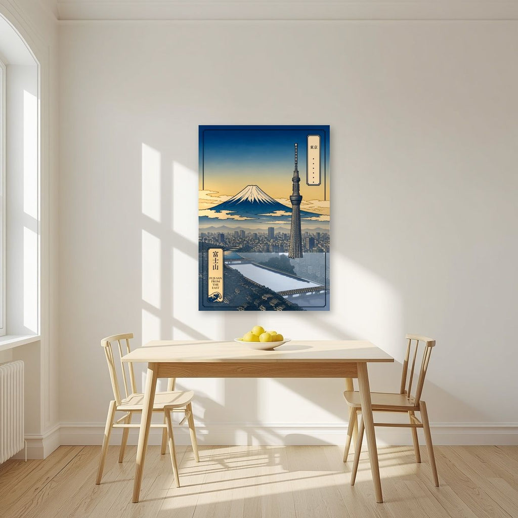 Fuji-San From The East — Tokyo art print, unframed poster, styled in a kitchen