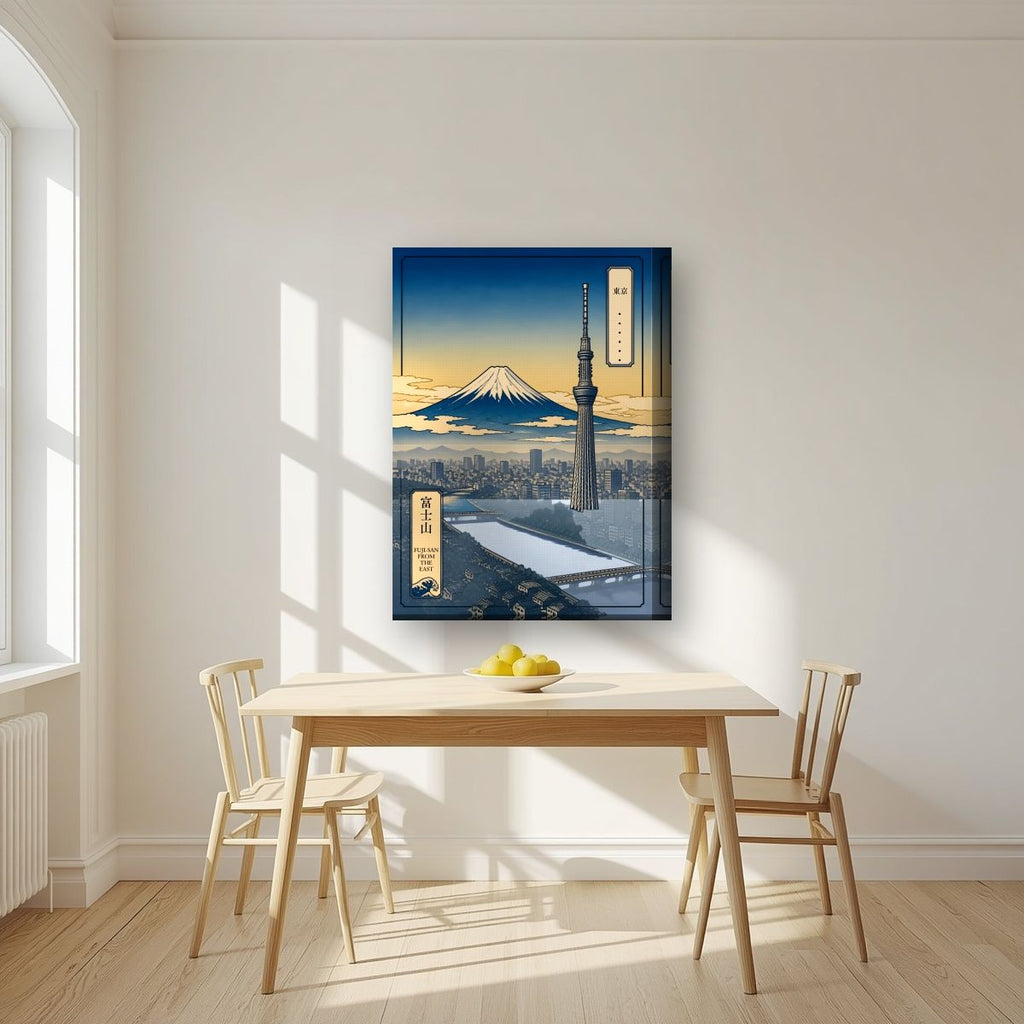 Fuji-San From The East — Tokyo art print, on thick canvas, styled in a kitchen
