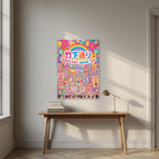Takeshita Street — Tokyo art print, unframed poster, styled in a desk